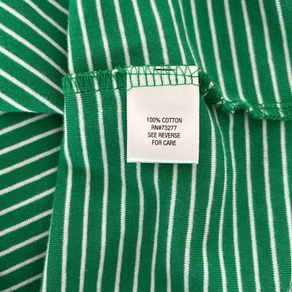 Kelly Green and White Striped Top. Size Medium - Picture 5 of 6